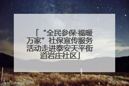“全民参保·福暖万家”社保宣传服务活动走进泰安天平街道岩庄社区