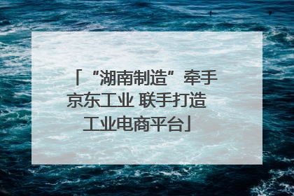 “湖南制造”牵手京东工业 联手打造工业电商平台