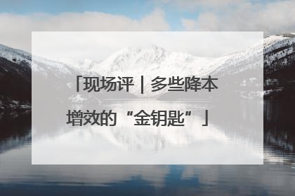 现场评｜多些降本增效的“金钥匙”
