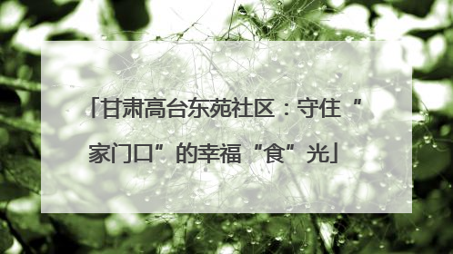 甘肃高台东苑社区：守住“家门口”的幸福“食”光