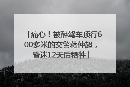 痛心！被醉驾车顶行600多米的交警蒋仲超，昏迷12天后牺牲