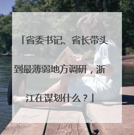 省委书记、省长带头到最薄弱地方调研，浙江在谋划什么？