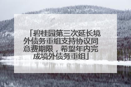 碧桂园第三次延长境外债务重组支持协议同意费期限，希望年内完成境外债务重组