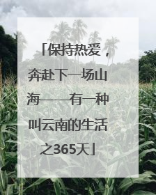 保持热爱，奔赴下一场山海——有一种叫云南的生活之365天