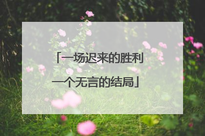 一场迟来的胜利 一个无言的结局