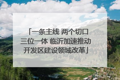 一条主线 两个切口 三位一体 临沂加速推动开发区建设领域改革