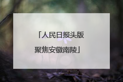 人民日报头版聚焦安徽南陵