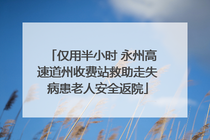 仅用半小时 永州高速道州收费站救助走失病患老人安全返院