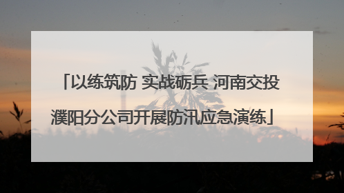 以练筑防 实战砺兵 河南交投濮阳分公司开展防汛应急演练