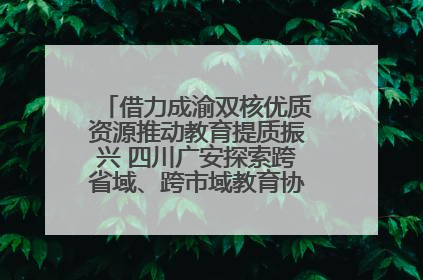 借力成渝双核优质资源推动教育提质振兴 四川广安探索跨省域、跨市域教育协同发展新路径
