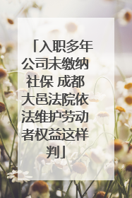 入职多年公司未缴纳社保 成都大邑法院依法维护劳动者权益这样判