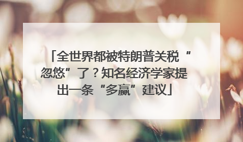 全世界都被特朗普关税“忽悠”了？知名经济学家提出一条“多赢”建议