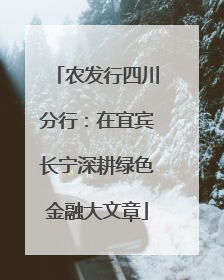 农发行四川分行：在宜宾长宁深耕绿色金融大文章
