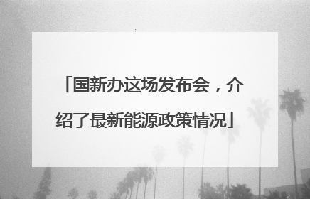 国新办这场发布会，介绍了最新能源政策情况
