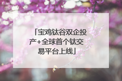 宝鸡钛谷双企投产+全球首个钛交易平台上线