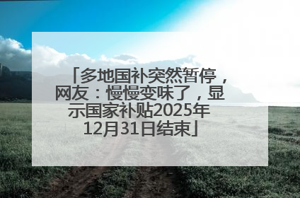 多地国补突然暂停，网友：慢慢变味了，显示国家补贴2025年12月31日结束