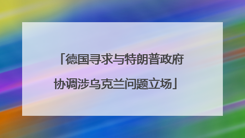 德国寻求与特朗普政府协调涉乌克兰问题立场