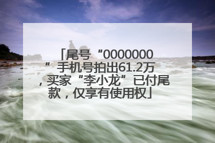 尾号“0000000”手机号拍出61.2万，买家“李小龙”已付尾款，仅享有使用权