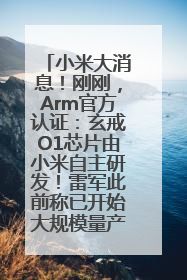 小米大消息！刚刚，Arm官方认证：玄戒O1芯片由小米自主研发！雷军此前称已开始大规模量产