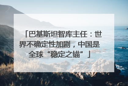 巴基斯坦智库主任：世界不确定性加剧，中国是全球“稳定之锚”