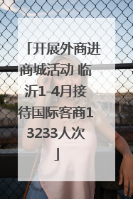 开展外商进商城活动 临沂1-4月接待国际客商13233人次