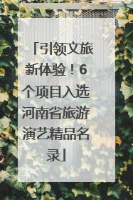 引领文旅新体验！6个项目入选河南省旅游演艺精品名录