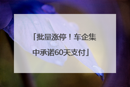 批量涨停！车企集中承诺60天支付