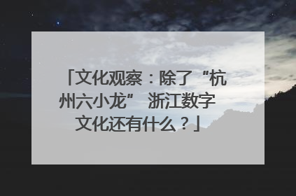 文化观察：除了“杭州六小龙” 浙江数字文化还有什么？