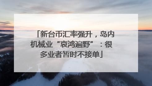 新台币汇率强升，岛内机械业“哀鸿遍野”：很多业者暂时不接单