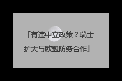有违中立政策？瑞士扩大与欧盟防务合作