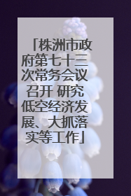 株洲市政府第七十三次常务会议召开 研究低空经济发展、大抓落实等工作
