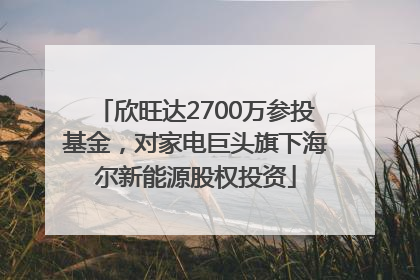 欣旺达2700万参投基金，对家电巨头旗下海尔新能源股权投资