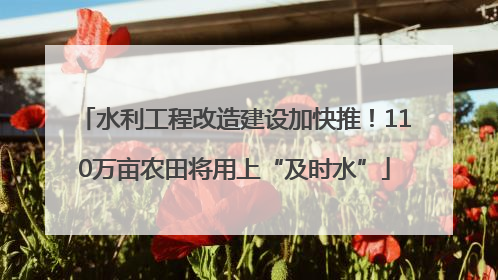 水利工程改造建设加快推！110万亩农田将用上“及时水”