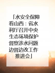 水安全保障看山西：省水利厅召开中央生态环境保护督察涉水问题边督边改工作推进会