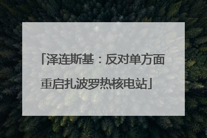 泽连斯基：反对单方面重启扎波罗热核电站