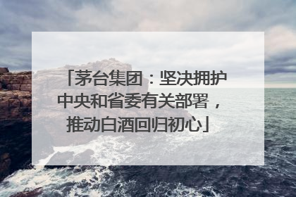 茅台集团：坚决拥护中央和省委有关部署，推动白酒回归初心