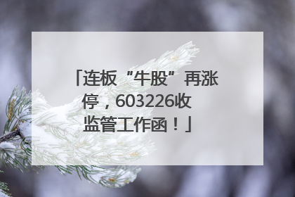 连板“牛股”再涨停，603226收监管工作函！
