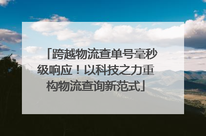 跨越物流查单号毫秒级响应！以科技之力重构物流查询新范式