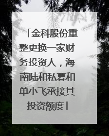 金科股份重整更换一家财务投资人，海南陆和私募和单小飞承接其投资额度