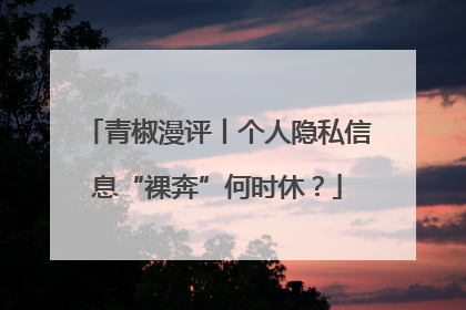 青椒漫评丨个人隐私信息“裸奔”何时休？