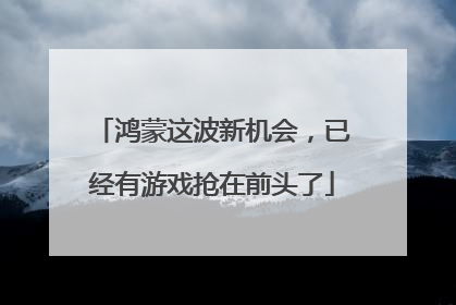 鸿蒙这波新机会，已经有游戏抢在前头了