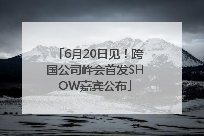 6月20日见！跨国公司峰会首发SHOW嘉宾公布